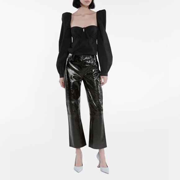 NWOT J Brand patent black lambskin leather cropped trousers, 31 - Picture 7 of 16